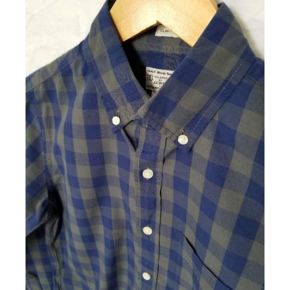 J Crew Factory Slim Washed Button Down. Navy/Grey